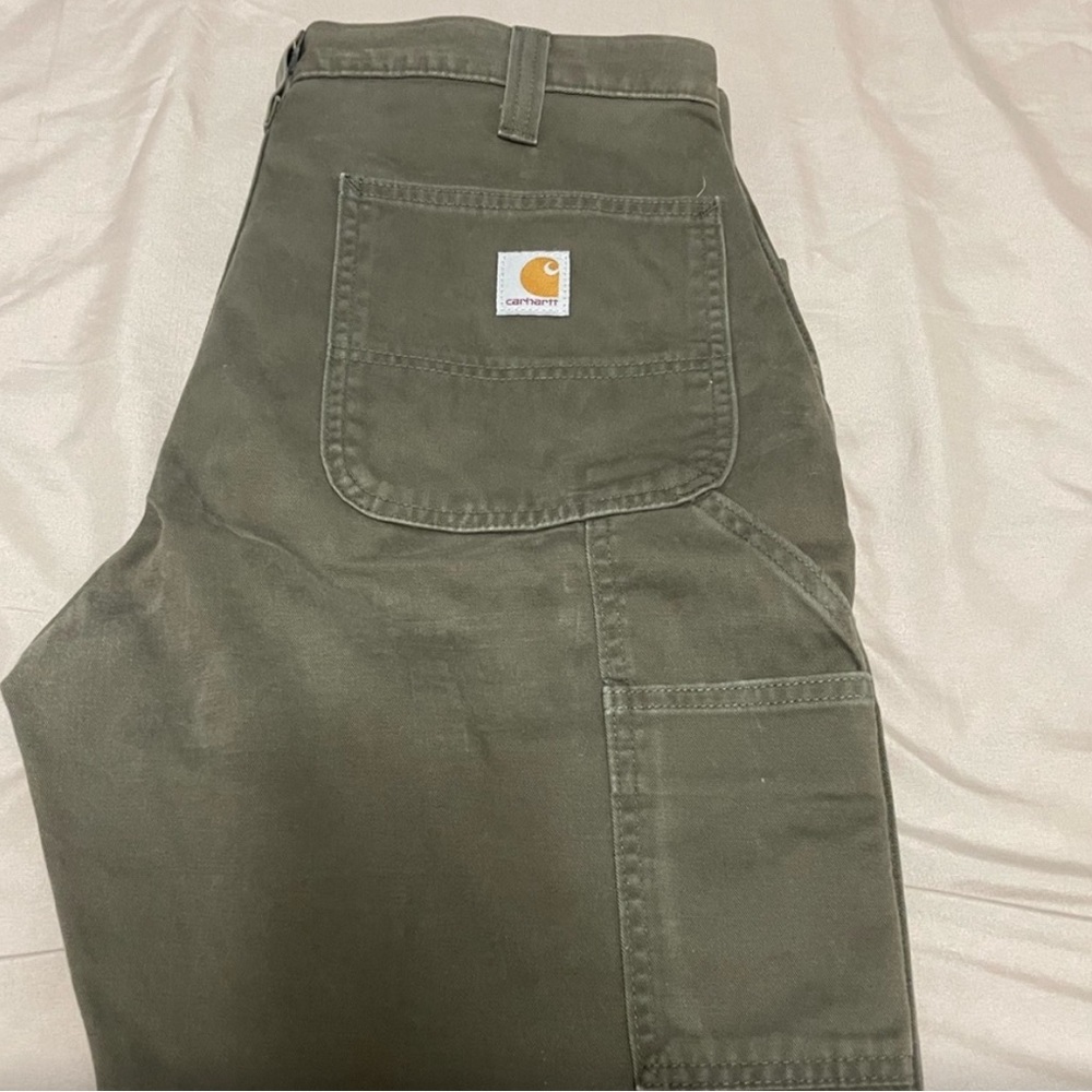 Carhartt Carpenter Pants in an Olive/Grey